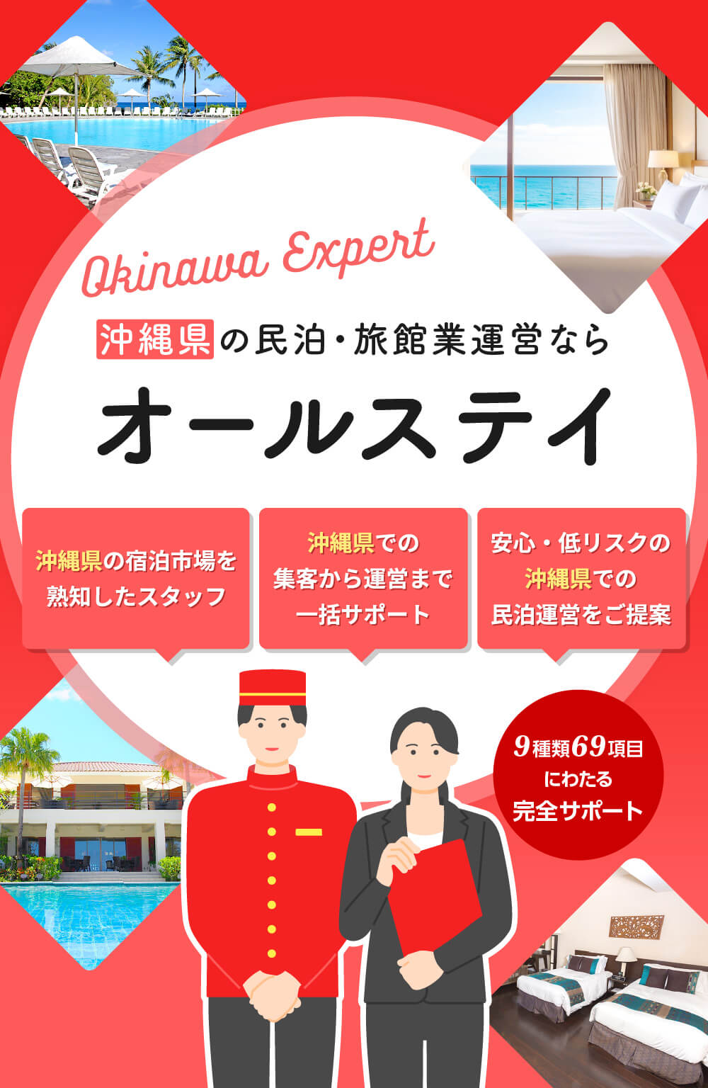 民泊・旅館運営ならオールステイの民泊宿泊市場を熟知した専門スタッフが、集客から運営まで一括サポート。売上に連動する報酬型プランで、安心・低リスクの運営をご提案します。